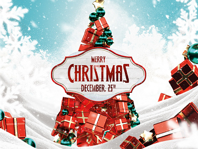 Christmas 3d c4d christian christmas christmas card christmas eve christmas flyer christmas invitation christmas party christmas tree december new year new year bash new years new years eve red christmas red decoration snow white christmas winter