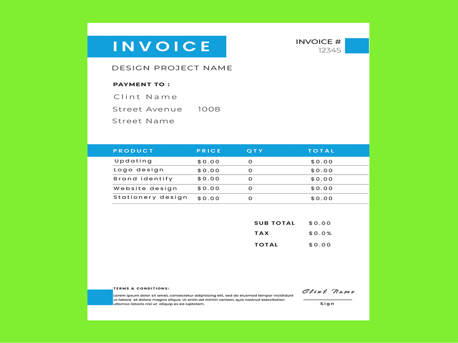 INVOICE TEMPLATE by MD AOWLAD HOSSAIN on Dribbble