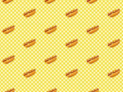 Hawt Dawg checkered hotdog meat pattern yellow