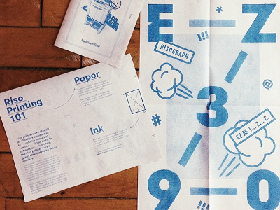 Riso Poster blue booklet brochure ez390 pamphlet poster print riso typogrpahy