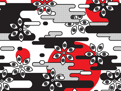 Weirdo Zen Pattern black eyes illustration pattern polka dot red vector