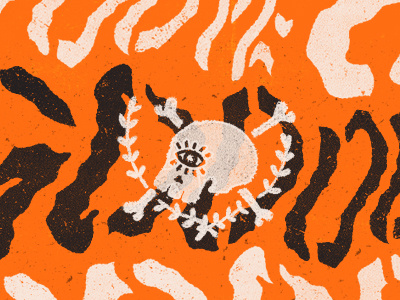 Goodbye black bones eye goodbye halloween illustration orange skull texture typography ugly wreath