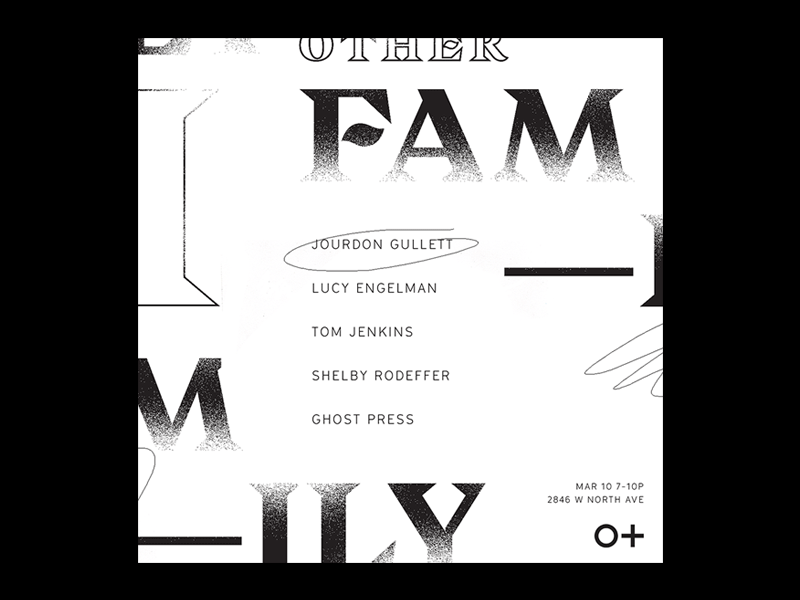 OTHER Family Pt II event flyer gif grid instagram lecture minimal sketch talks typography