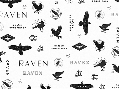 Ravens bird black blackbird branding crow flying icon logo raven type typography