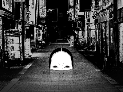Noh Mask art asian greyscale illustration japan manga mask noh tokyo