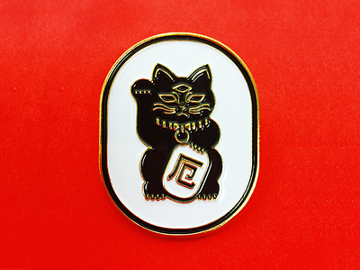 UNLUKY CAT asian black cat cat merch pin retail vector