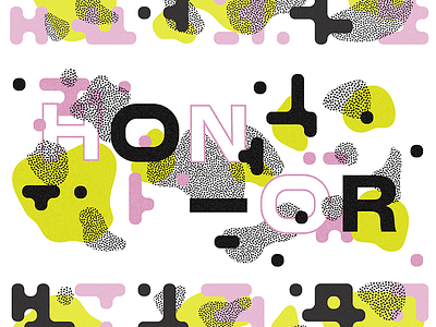 Honor & Camo blobs camouflage colorful cute dots geometric pattern sans serif type typography