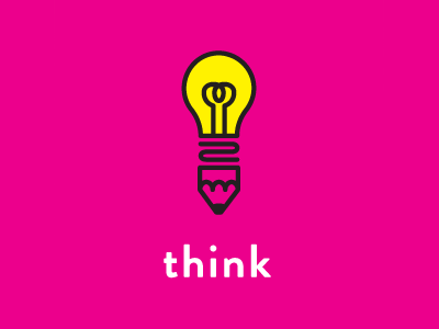 Think lightbulb pencil think