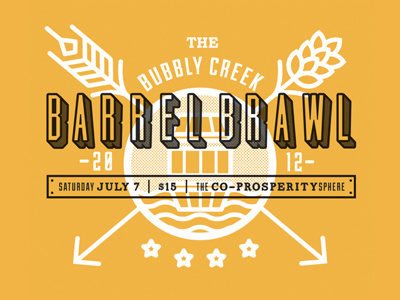 Barrel Brawl Logo barrel beer creek hops keg logo seal typography vector wheat