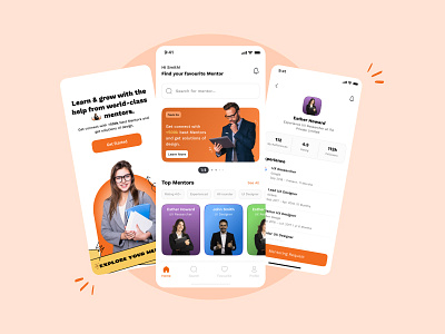 Mentors Finder App graphic design logo mentor finder onboarding screen ui uiux user interface visual design