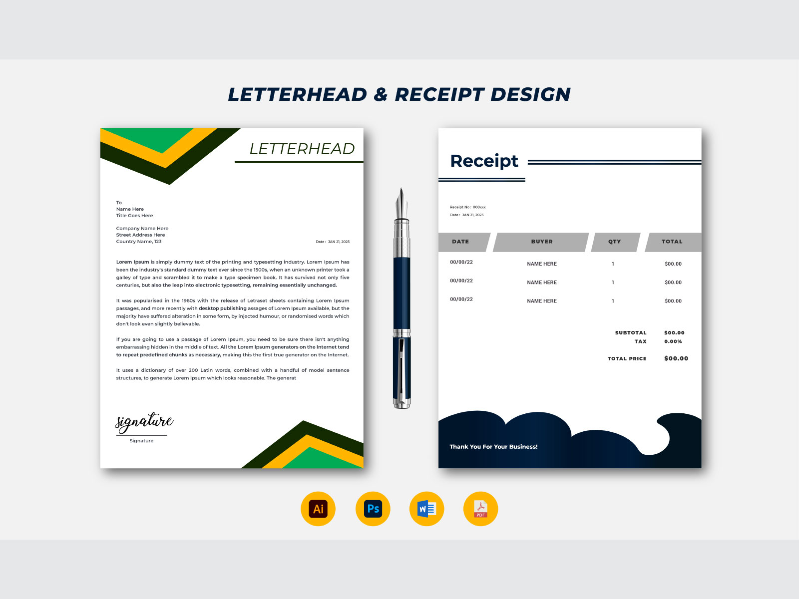 Letterhead & Receipt Design by Harris Pranto on Dribbble