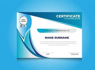 Certificate OF Appreciation branding certificate design graphic design logo minimal ui vector