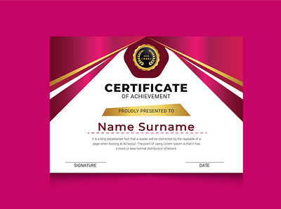 Certificate OF Achievement branding certificate design graphic design logo minimal ui vector