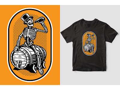 Skeleton Beer T Shirt beer t shirt branding design graphic design minimal skeleton t shirt t shirt t shirts typography t shirt vector