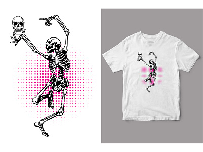 Dancing Skeleton T Shirt branding dancing skeleton design graphic design minimal skeleton t shirt t shirrts t shirt t shirts typography vector