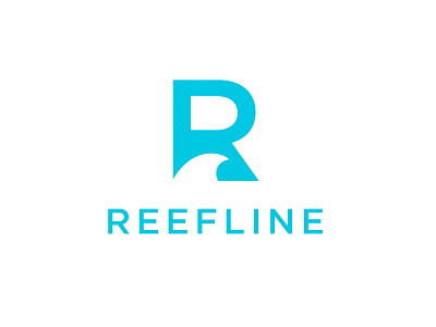 Reefline beach brand design identity letter lockup logo mark negative space ocean reef surfer wave