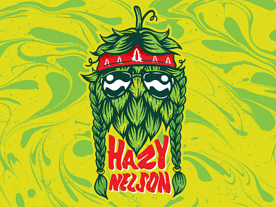 Hazy Nelson 420 70s beer brewery color country design green hop illustraiton psychedelic retro trippy type weed willie nelson