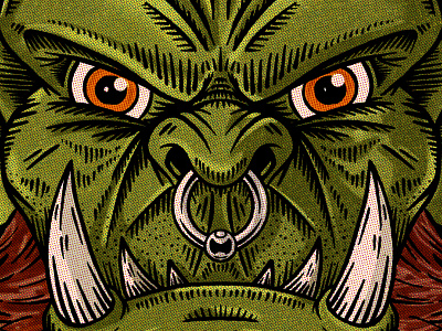 Orc comic design dnd dungeon dungeons and dragons face fantasy illustration orc retro sketch texture vintage