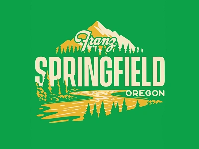 Springfield, Oregon design forest graphic green illustration landscape lockup logo nature northwest oregon outdoors pnw print river springfield trees typography vintage water