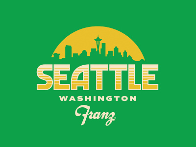 Seattle, Washington badge city cityscape downtown emerald city green lockup logo seattle skyscraper sonics space needle type typography vintage wa washington