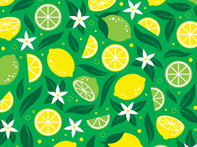 Citrus Pattern citrus flowers foliage fruit green illustration leaves lemon lime nature pattern seamless