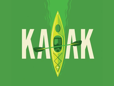 Kayak adventure boat branding canoe design green hidden illustration kayak lake logo mark outdoors river typography water