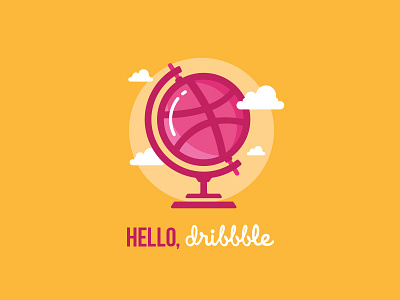 Hello, Dribbble art design dribbble flat globe graphic design icon illustration illustrator logo orange vector