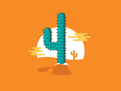 The Lonesome Cactus cactus color desert design flat graphic design icons illustration logo summer sunset vector
