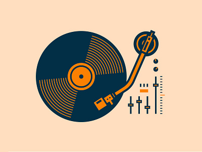 Warm Vinyl art design flat graphic design icons illustration illustrator logo record record player vector vinyl