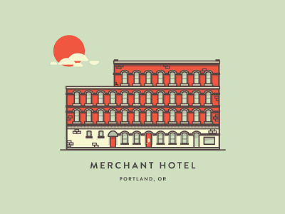 The Merchant Hotel building city design hotel icon illustration logo map oregon portland type