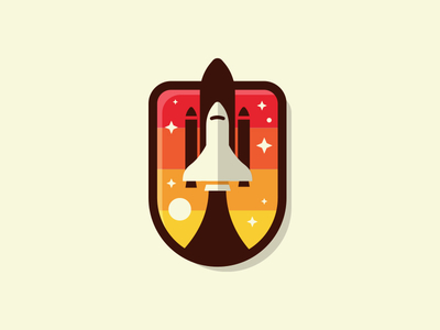 Exploration Station adventure badge branding design explore graphic design icon illustration logo space space shuttle spaceship