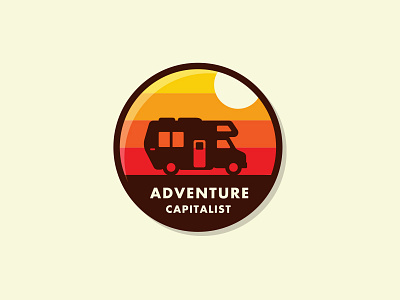 Home Roamer adventure badge camping design explore graphic design icon illustration logo motorhome sun vector