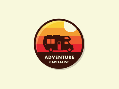 Home Roamer adventure badge camping design explore graphic design icon illustration logo motorhome sun vector