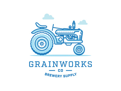 Grainworks Co. 2 branding brewery design farm icon identity illustration lines logo mark tractor type