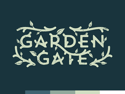 Garden Gate branding custom foliage garden gate identity lettering logo script tree type typography