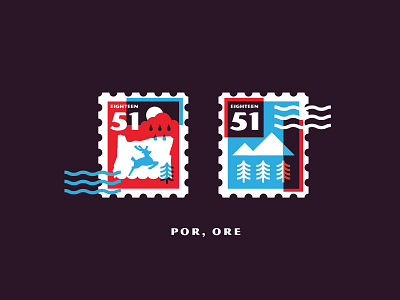 Portland Stamps adventure explore geometric illustration mail mountain northwest oregon overlay portland stamp tree