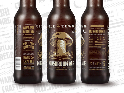 Mushroom Ale Bottles beer beer label brewery design forest illustration mock up mushroom package design packaging portland product
