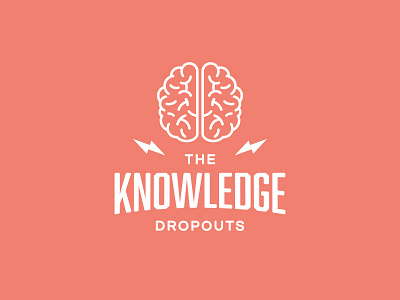 Knowledge Dropouts brain design flat icon illustration knowledge lightning logo mark minimal type