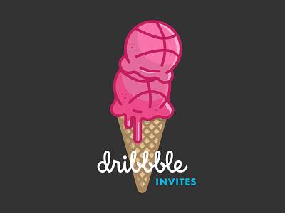 Dribble Invites x2 basketball draft dribbble dribbble invite food ice cream illustration invitations invite player prospect