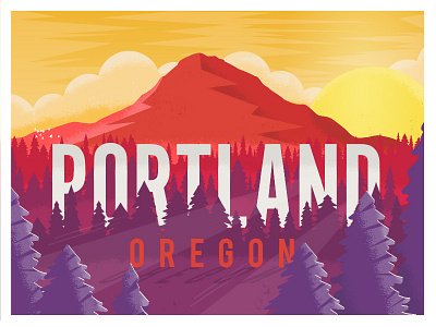 Portland, Oregon explore forest illustration landscape mountain mt.hood nature northwest oregon portland trees vector