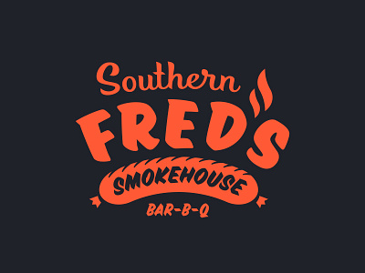 Southern Fred's Smokehouse Logo barbecue bbq branding flame food identity illustration lettering logo mark type typography