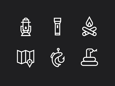 Camping Icons adventure camping camping icons essentials explore fire fishing icon icons lantern outdoors outline