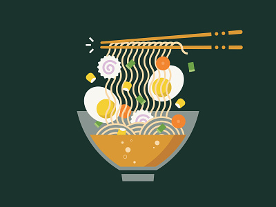 Send Noods asian design egg food illustration linework menu noodles pho ramen vector vegetables