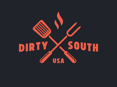 Dirty South badge bbq design food grilling illustration lockup logo mark south type usa