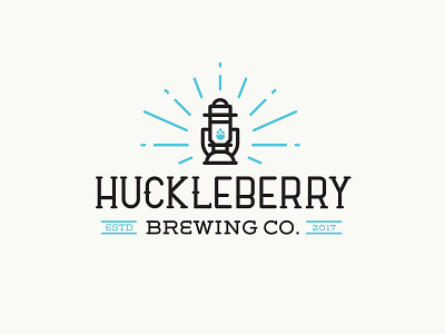 Huckleberry Brewing adventure beer branding brewery lantern layout lockup logo monogram script typography vintage