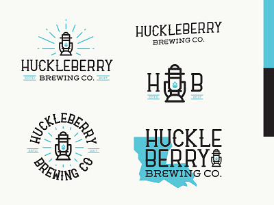 Huckleberry Brewing Full Set beer branding brewery design icon identity illustration lantern lines logo louisiana mark