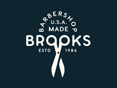 Brooks Barbershop barber design identity illustration lettering lockup logo mark portland scissors type vintage
