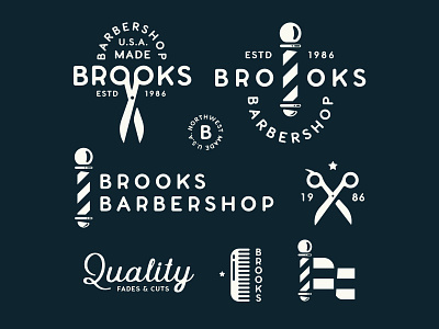 Brooks Barbershop System barbershop branding design flag icon identity logo system throwback type typography vintage