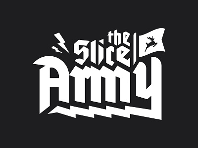 Slice Army blackletter design display lettering lightning lockup logo logotype pizza script type typography