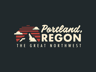 Portland Oregon adventure explore logo mountain nature northwest oregon portland retro sun vector vintage